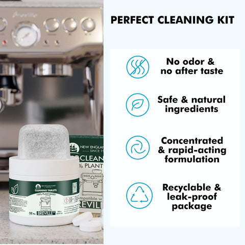 New England Stories espresso machine clean kit supports Breville models
