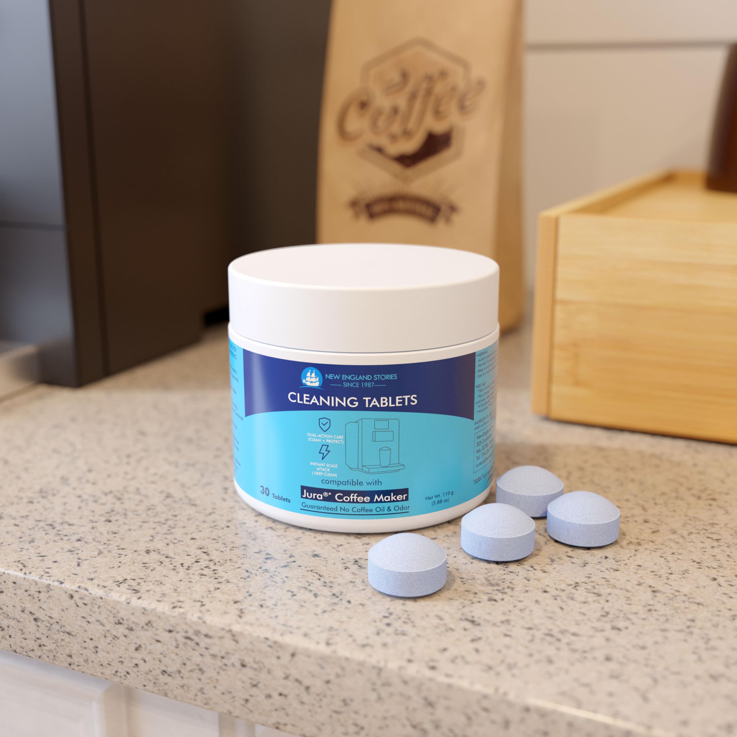 New England Stories Jura cleaning tablets inside the machine after cleaning