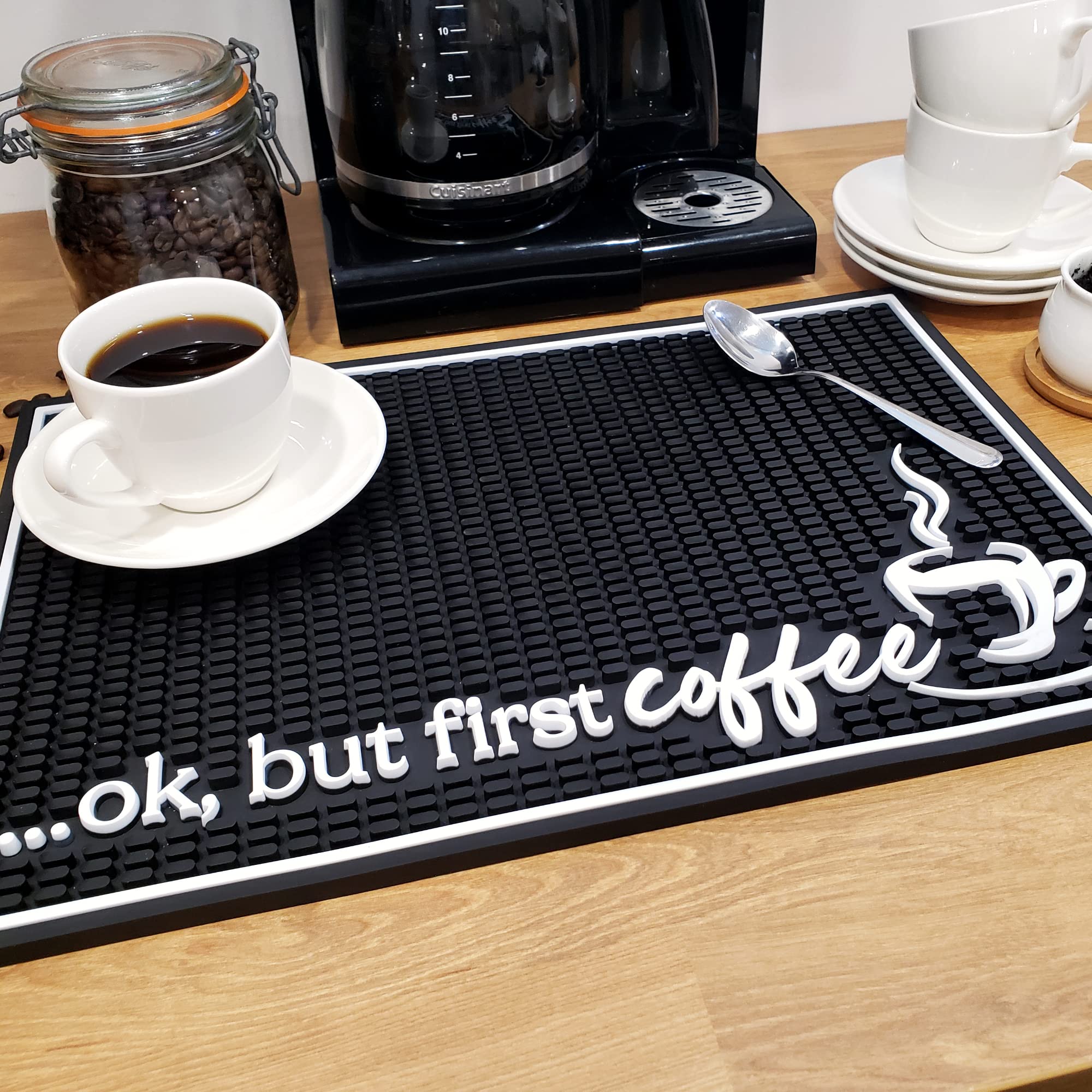 New Mungo bar mat complements stylish coffee station decor.
