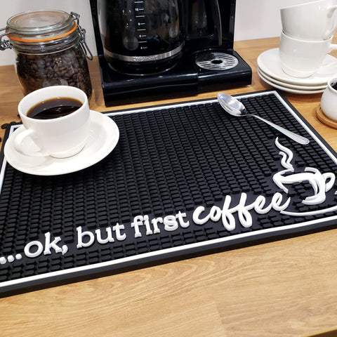 New Mungo bar mat complements stylish coffee station decor.