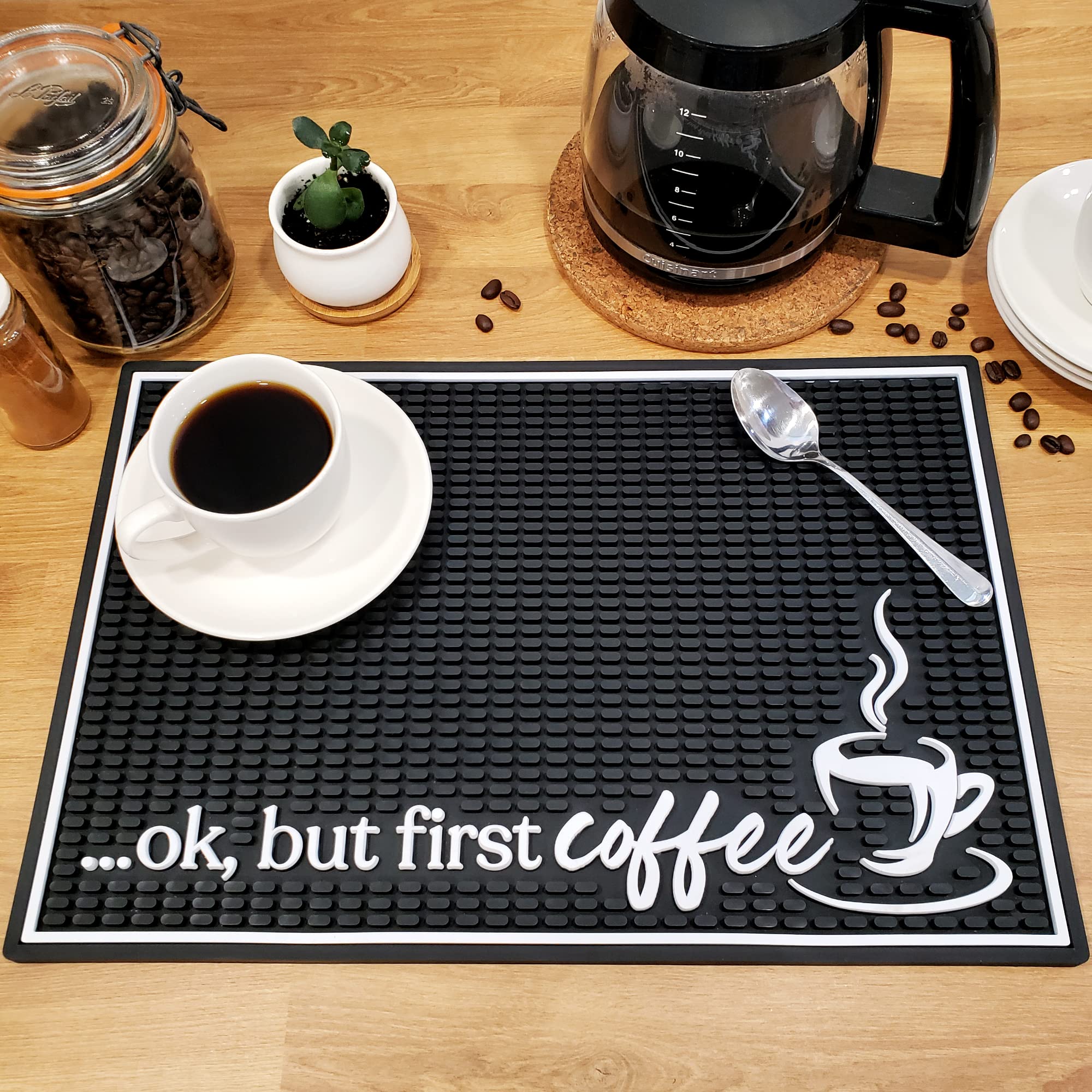 New Mungo mat on kitchen counter prevents stains and keeps area tidy.