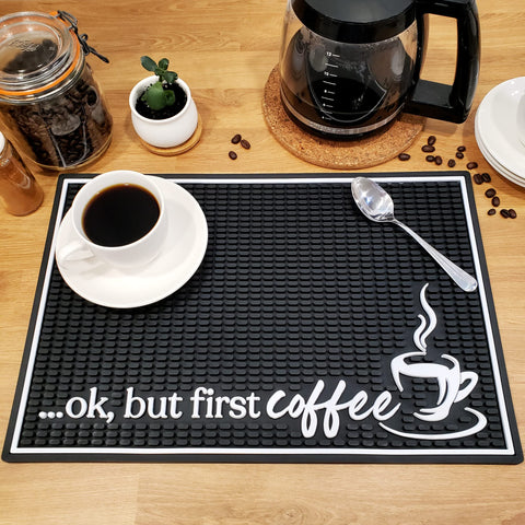 New Mungo mat on kitchen counter prevents stains and keeps area tidy.