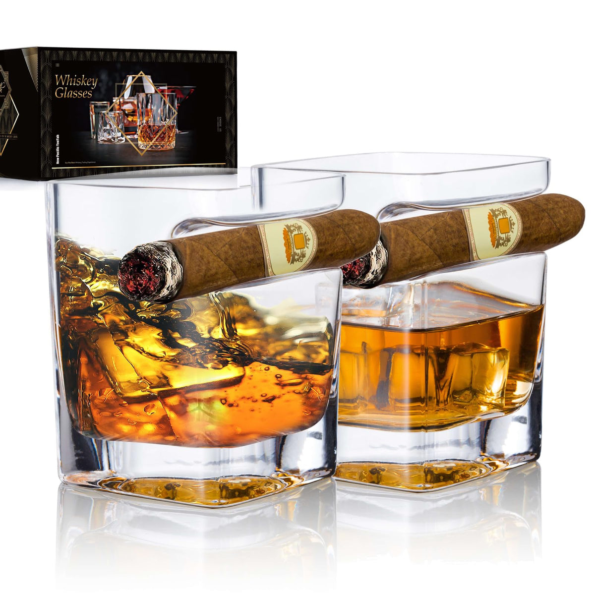 NEW PACIFIC YOUYAH cigar whiskey glasses with indented cigar rest for stable use