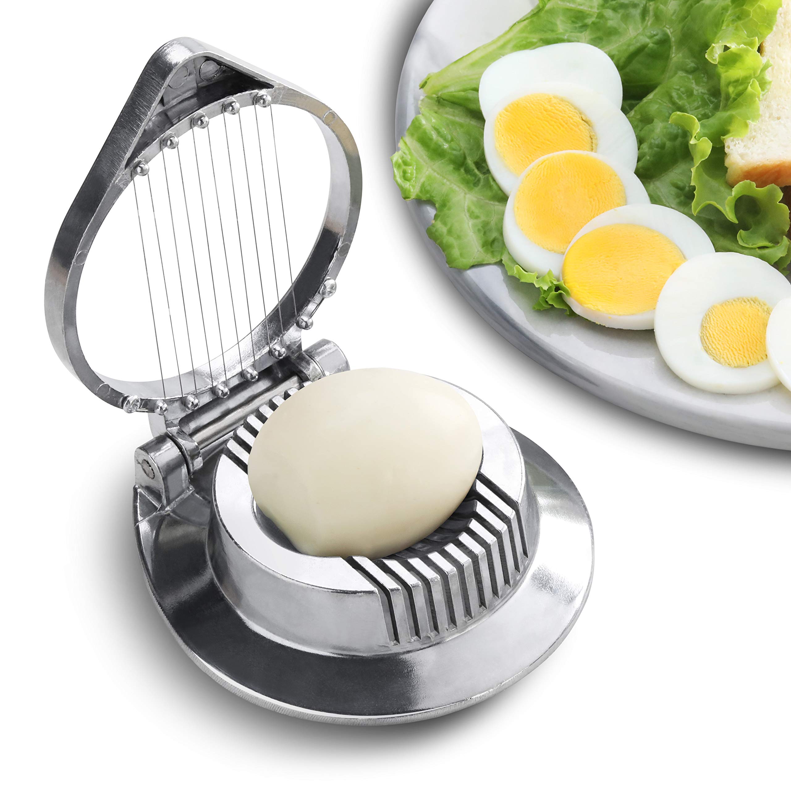 New Star Foodservice 36459 mushroom slicer creates even slices of soft fruits.