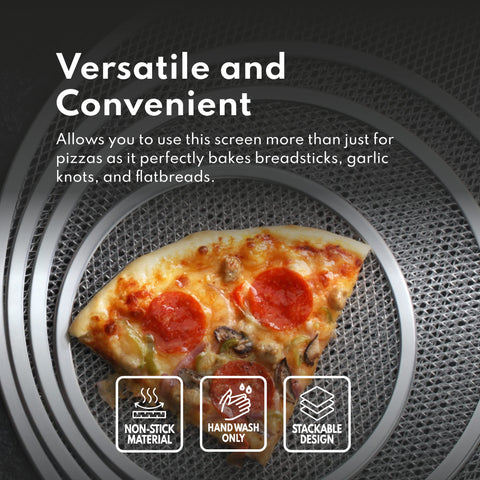 New Star seamless-edge pizza screen reduces burrs for safer prep