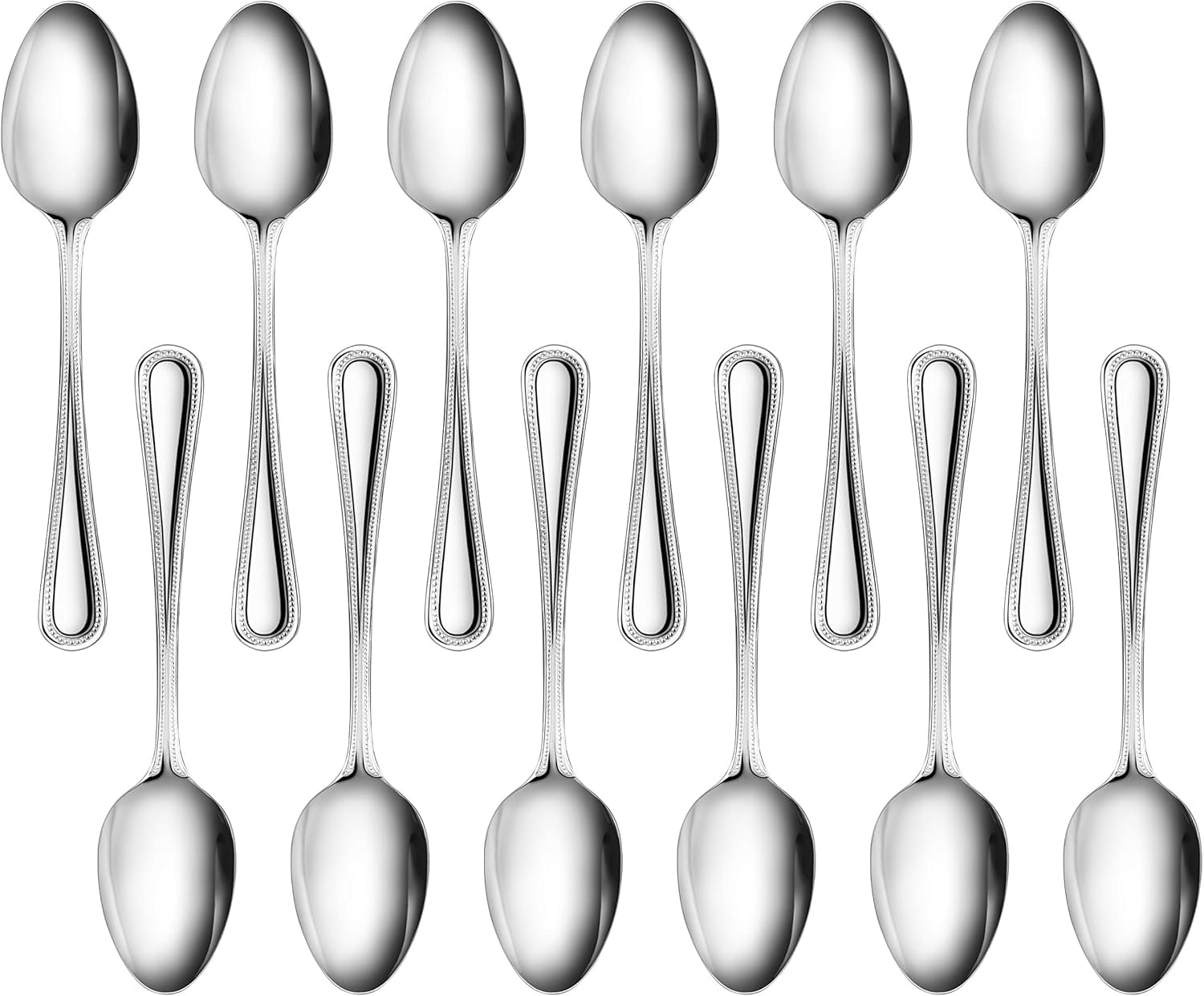 New Star Bead Pattern 8/0 Teaspoon, 6.3-inch handle, durable daily-use utensil.