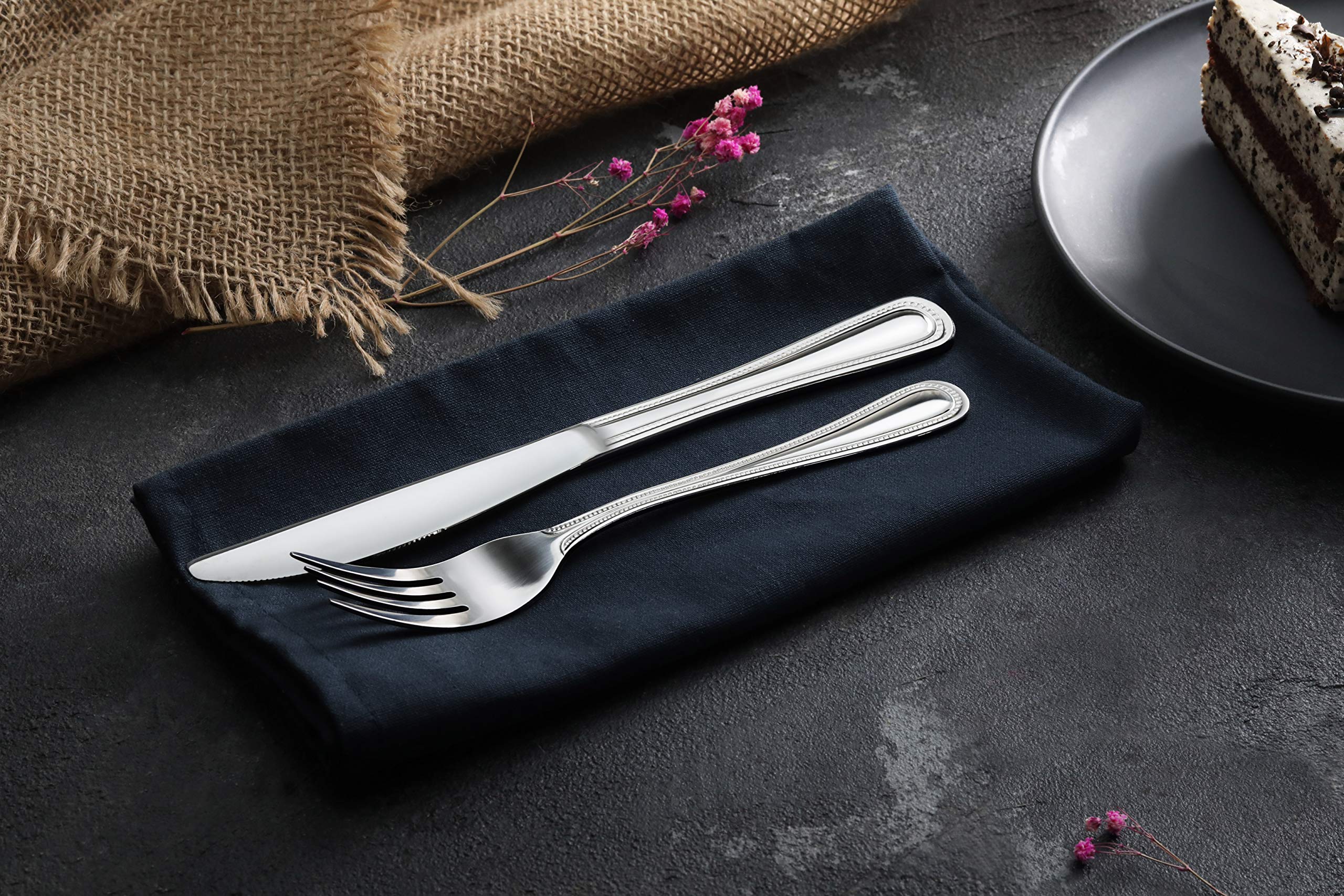 New Star bead-pattern dinner knife bead-detail emphasizes refined craftsmanship