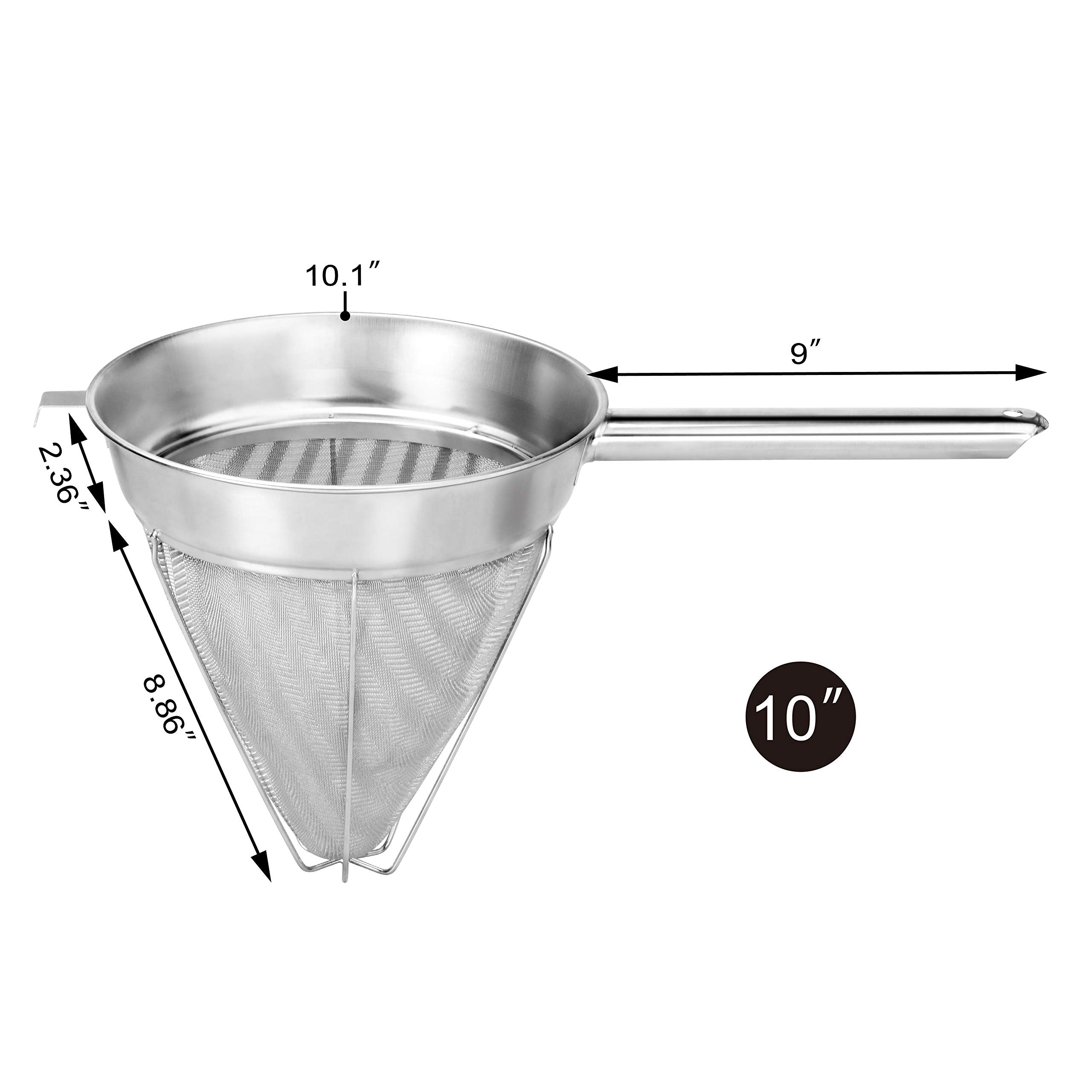New Star Foodservice bouillon strainer with rounded hollow handle for comfortable grip.