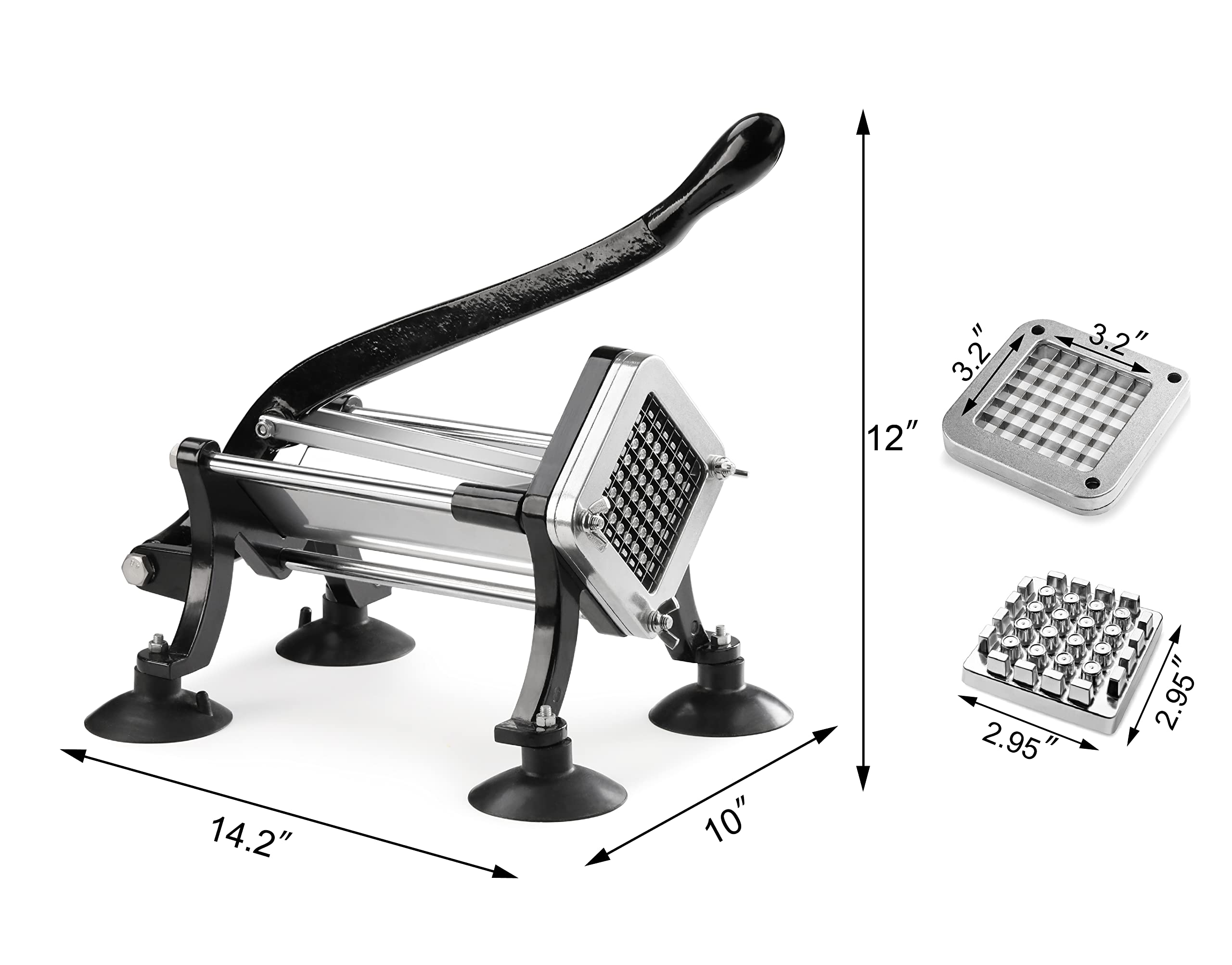 New Star Foodservice 43204 fry cutter side view, rugged cast iron core for lasting performance.