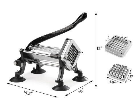 New Star Foodservice 43204 fry cutter side view, rugged cast iron core for lasting performance.