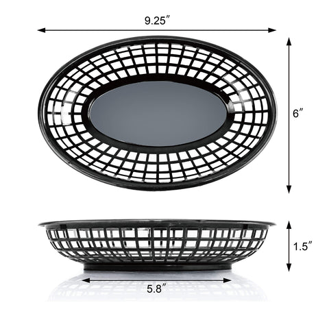 New Star Foodservice black oval baskets ideal for diners and food trucks