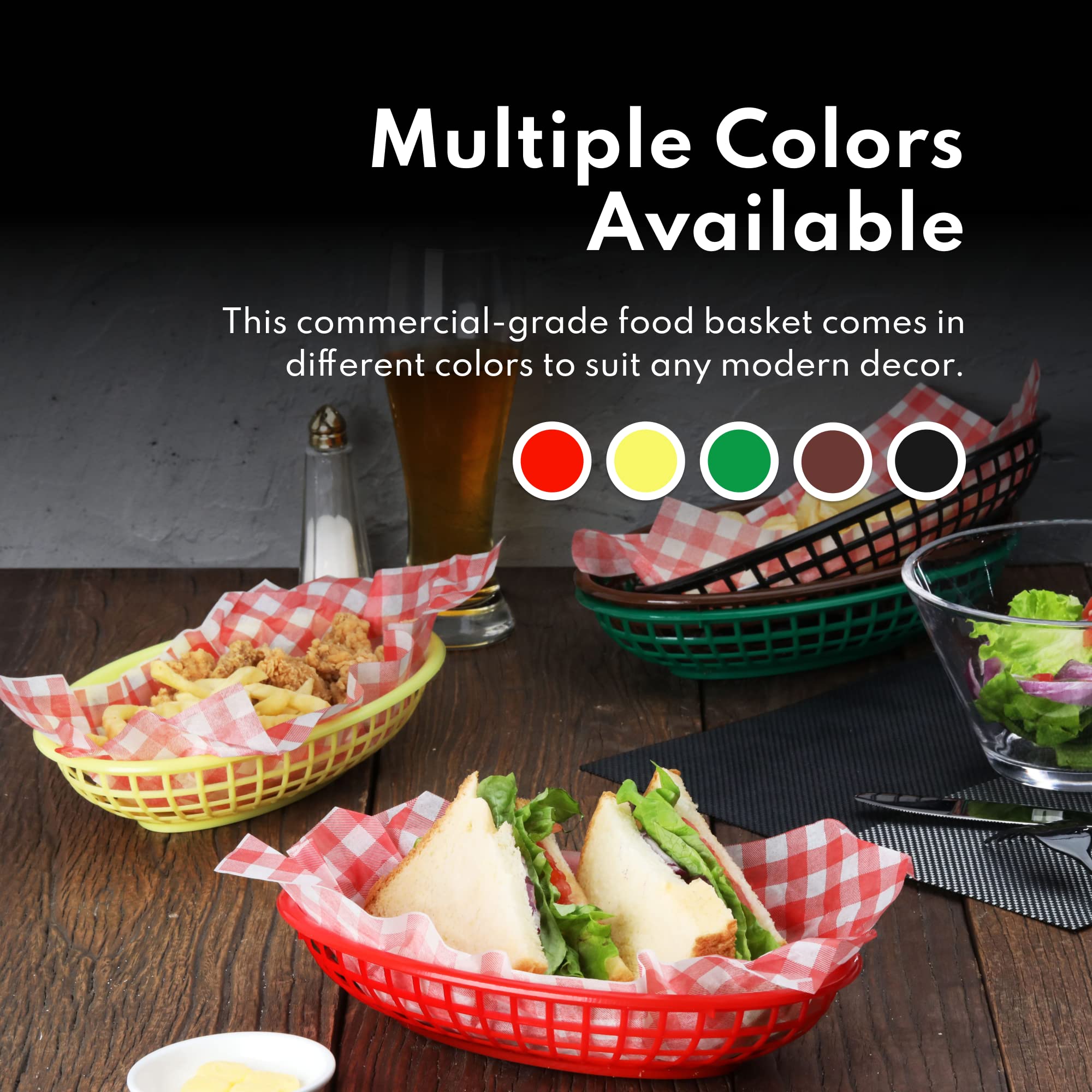 New Star 44140 black oval basket supports portion control with flat bottom
