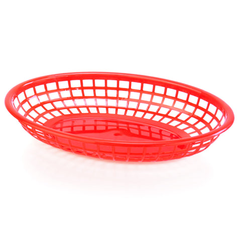 New Star Foodservice 44164 red oval basket pack display for diners and food trucks