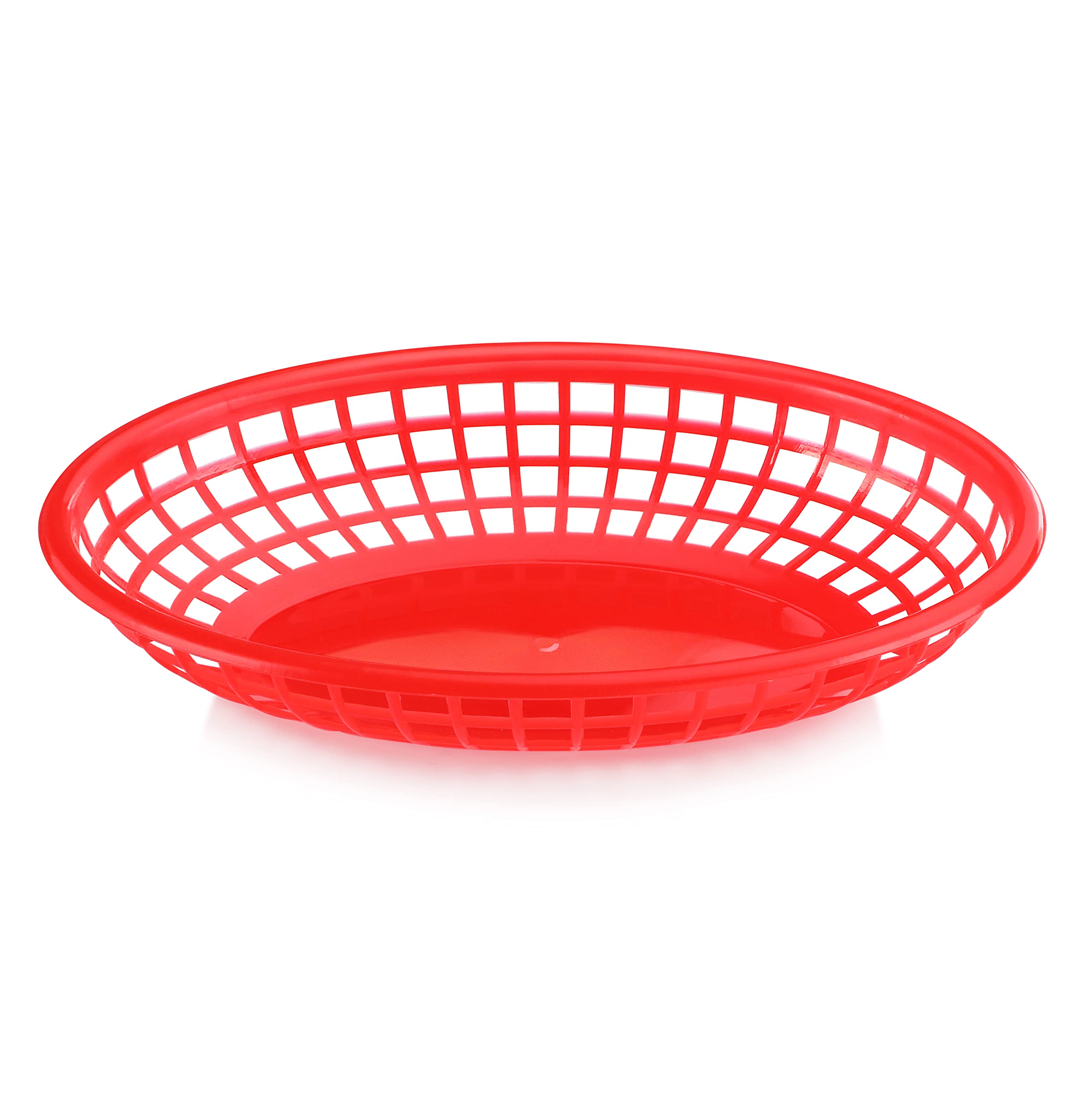New Star Foodservice 44164 red oval basket side view highlighting durable plastic