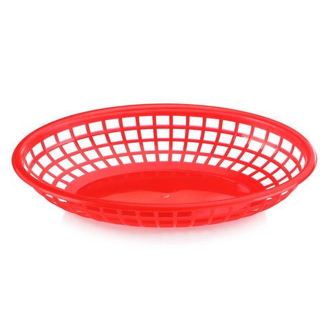 New Star Foodservice 44164 red oval basket side view highlighting durable plastic