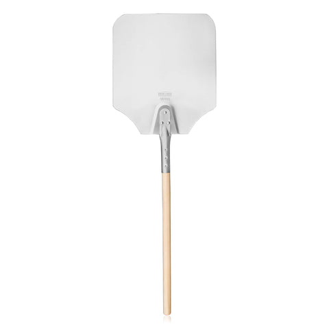 New Star Foodservice 50165 aluminum pizza peel with wooden handle, overview of durable daily-use performance.