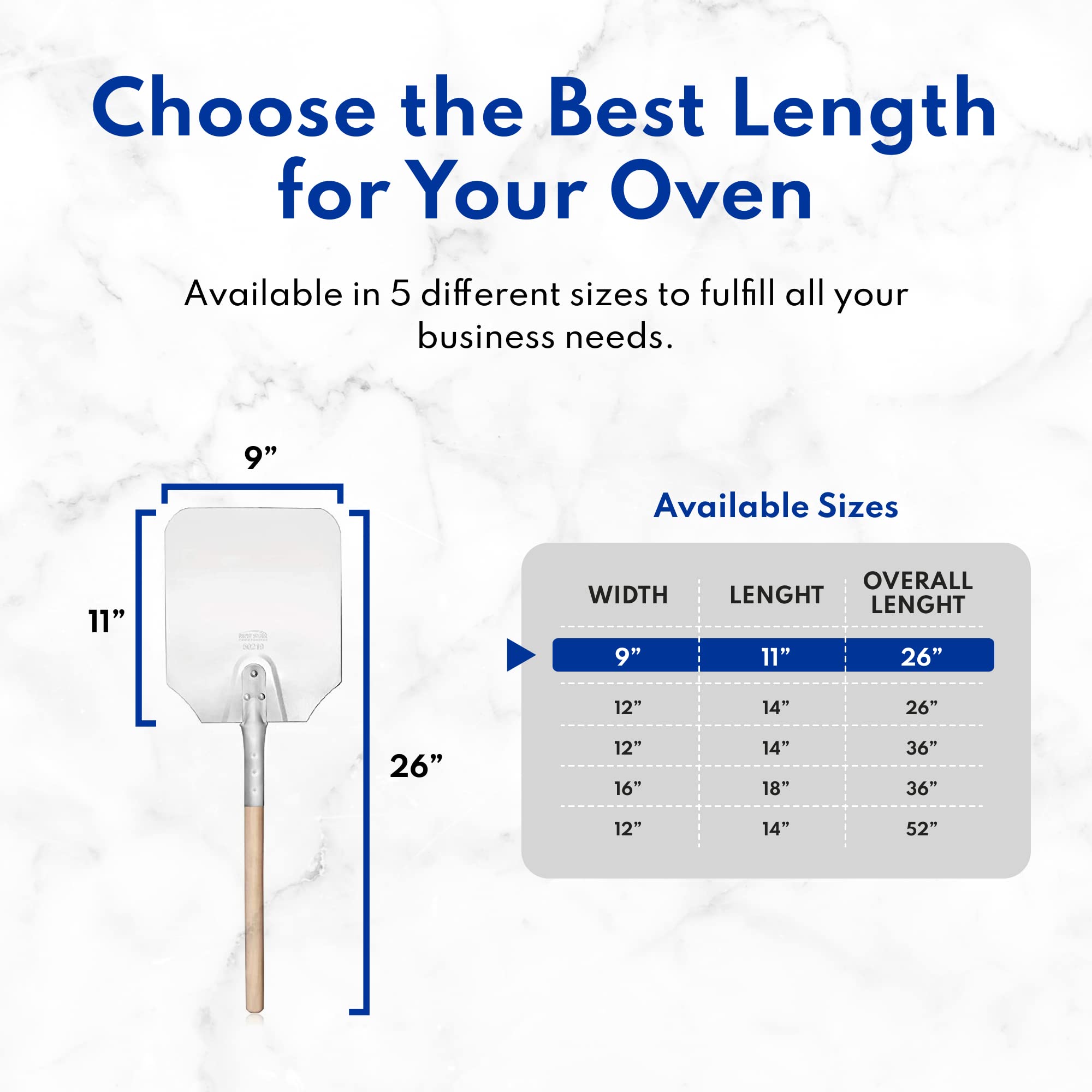 New Star Foodservice 50165 aluminum pizza peel safeguards hands with heat-conscious use.