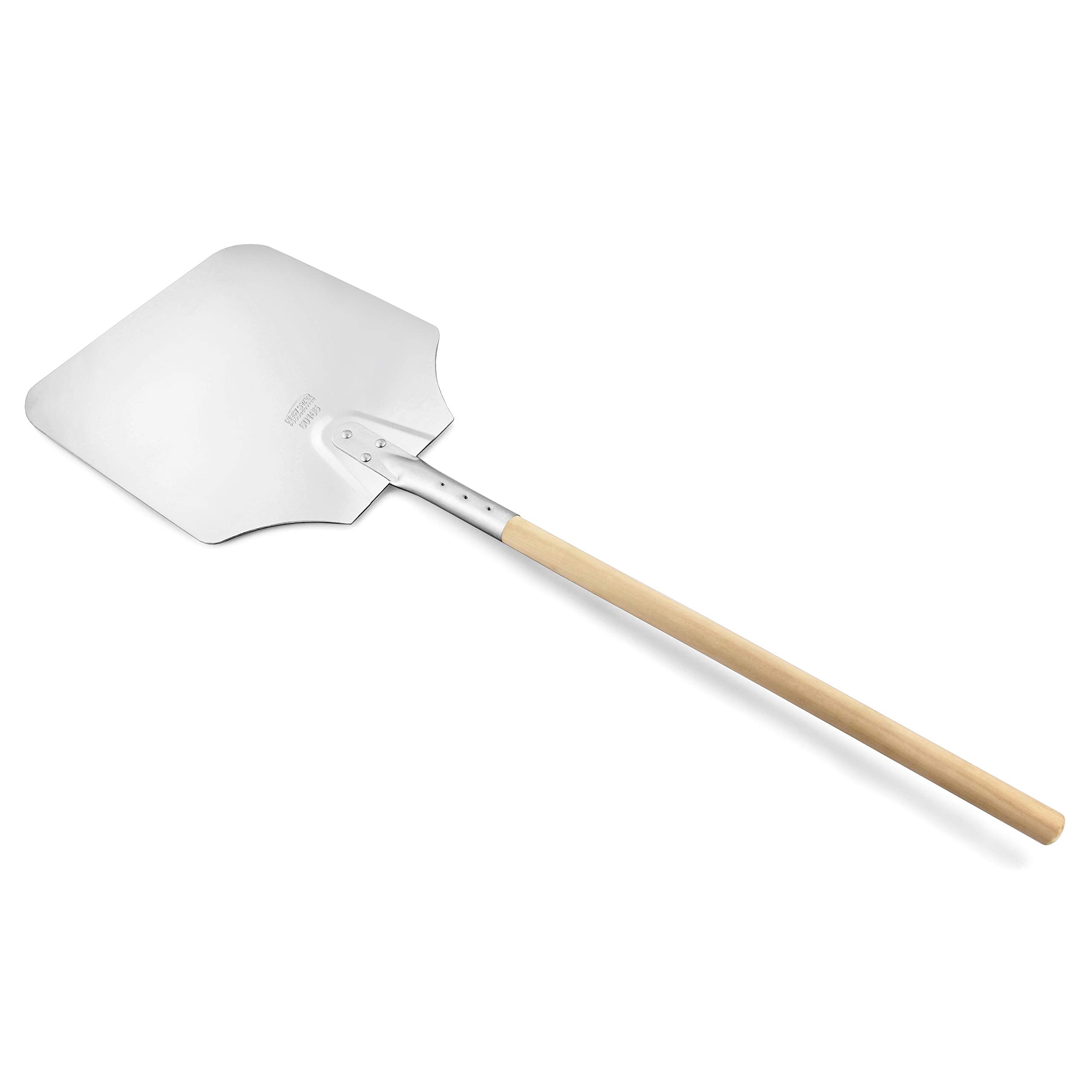 New Star Foodservice 50165 aluminum pizza peel with slimmer blade for smooth sliding under crust.