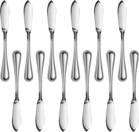 New Star Foodservice 58024 Slimline Butter Knife front view in durable 18/0 stainless steel.