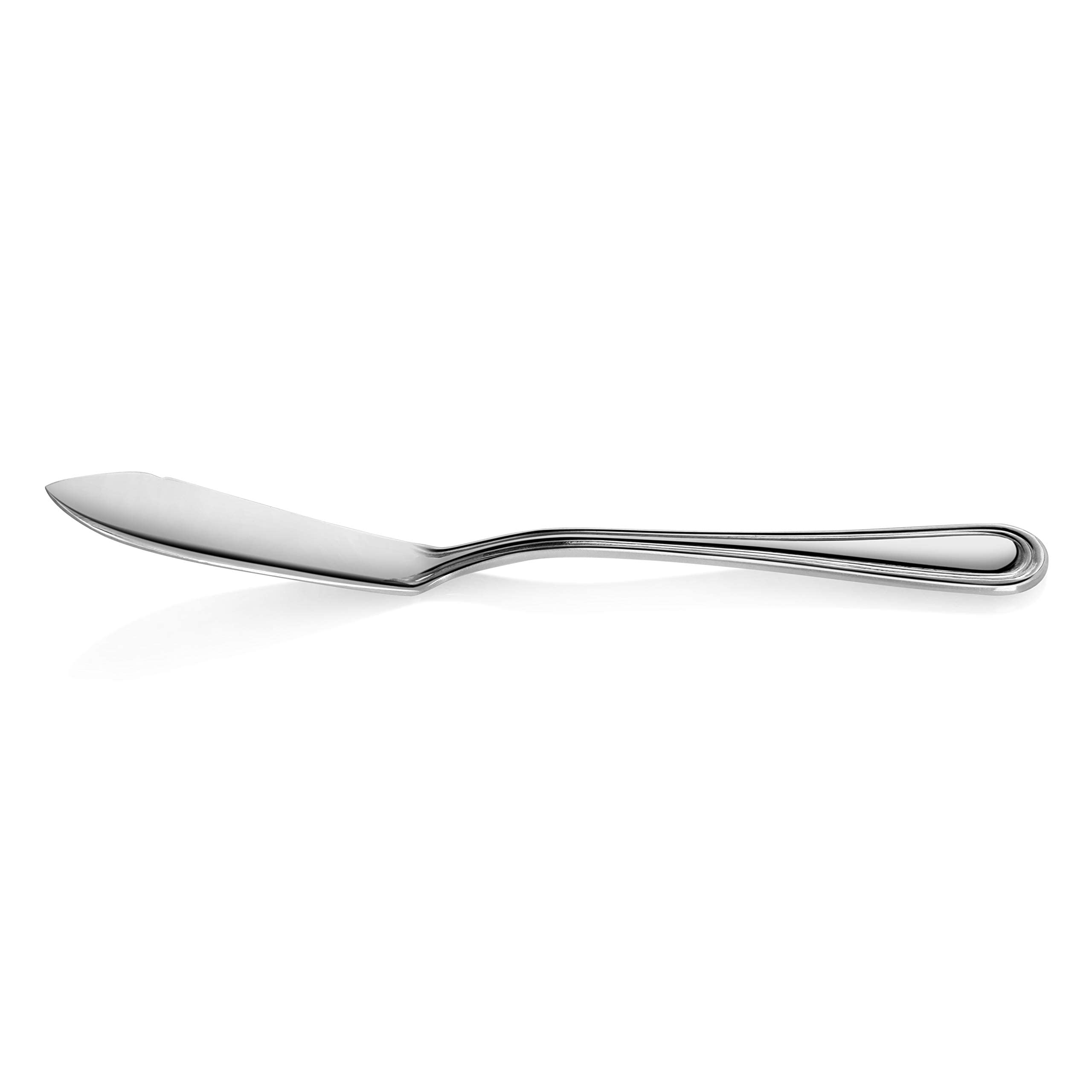 New Star Foodservice 58024 butter knife top view highlighting polished finish for casual dining.