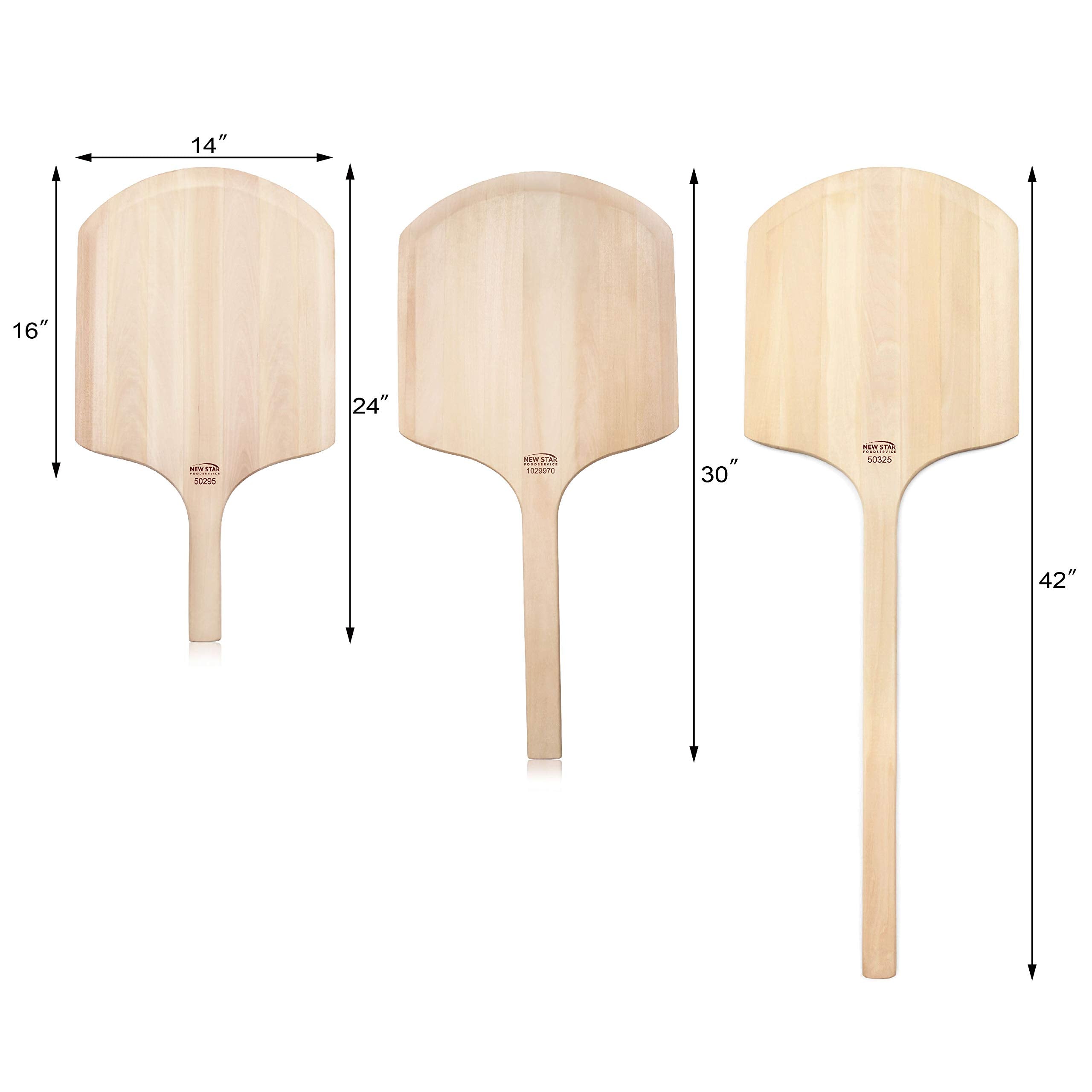 New Star Foodservice pizza peel blade detail shows tapered edge