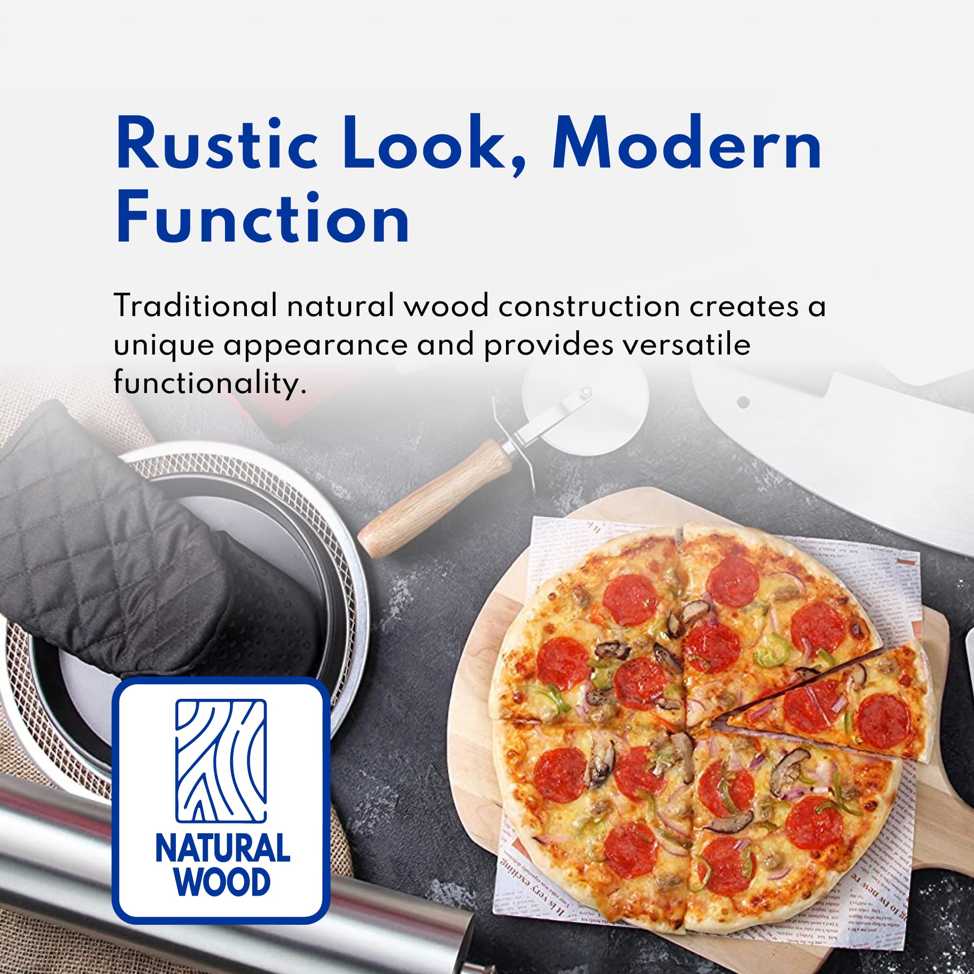 New Star Foodservice pizza peel side view highlights smooth finish