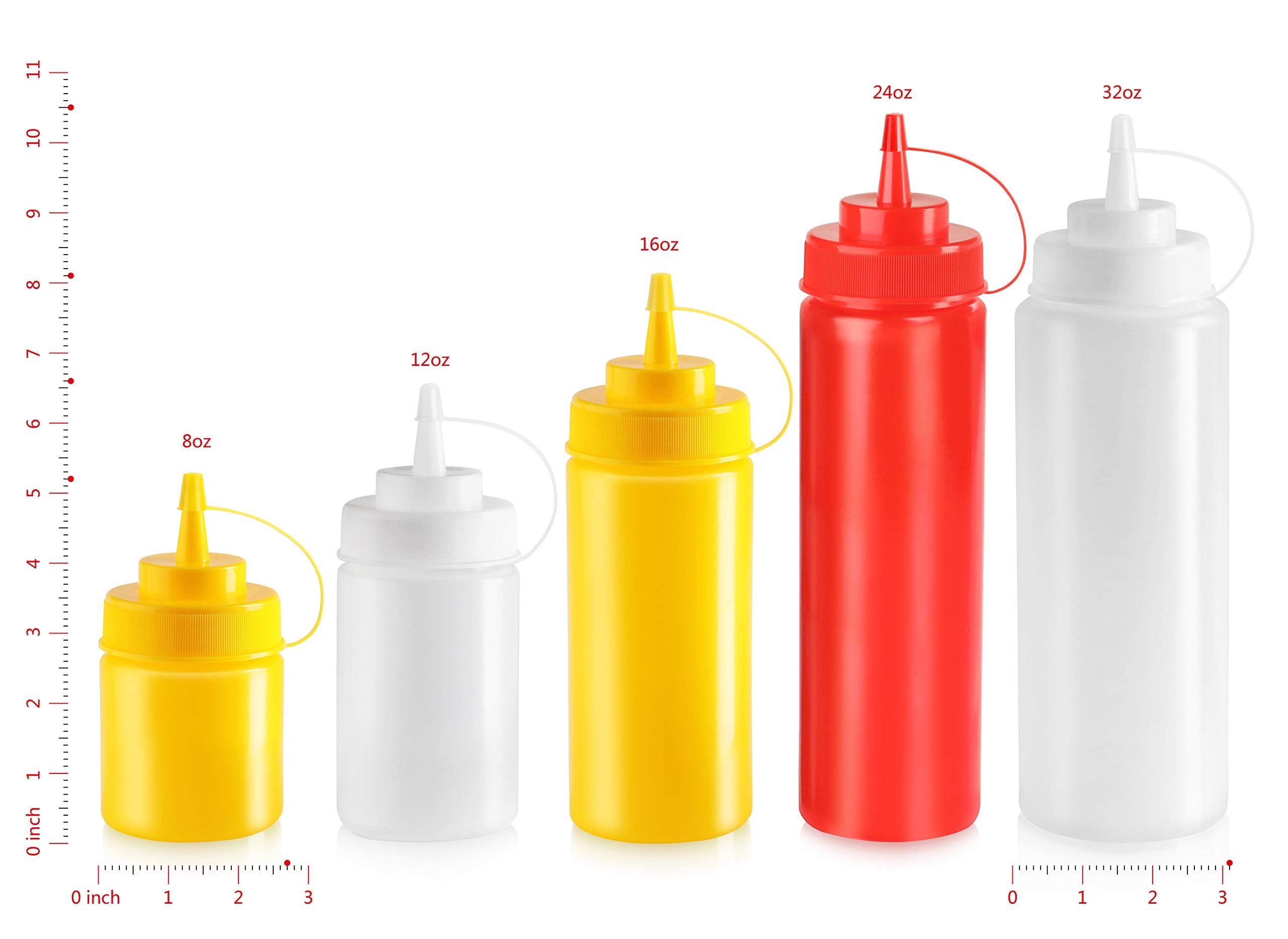 New Star Foodservice clear plastic 32 oz bottles show contents at a glance