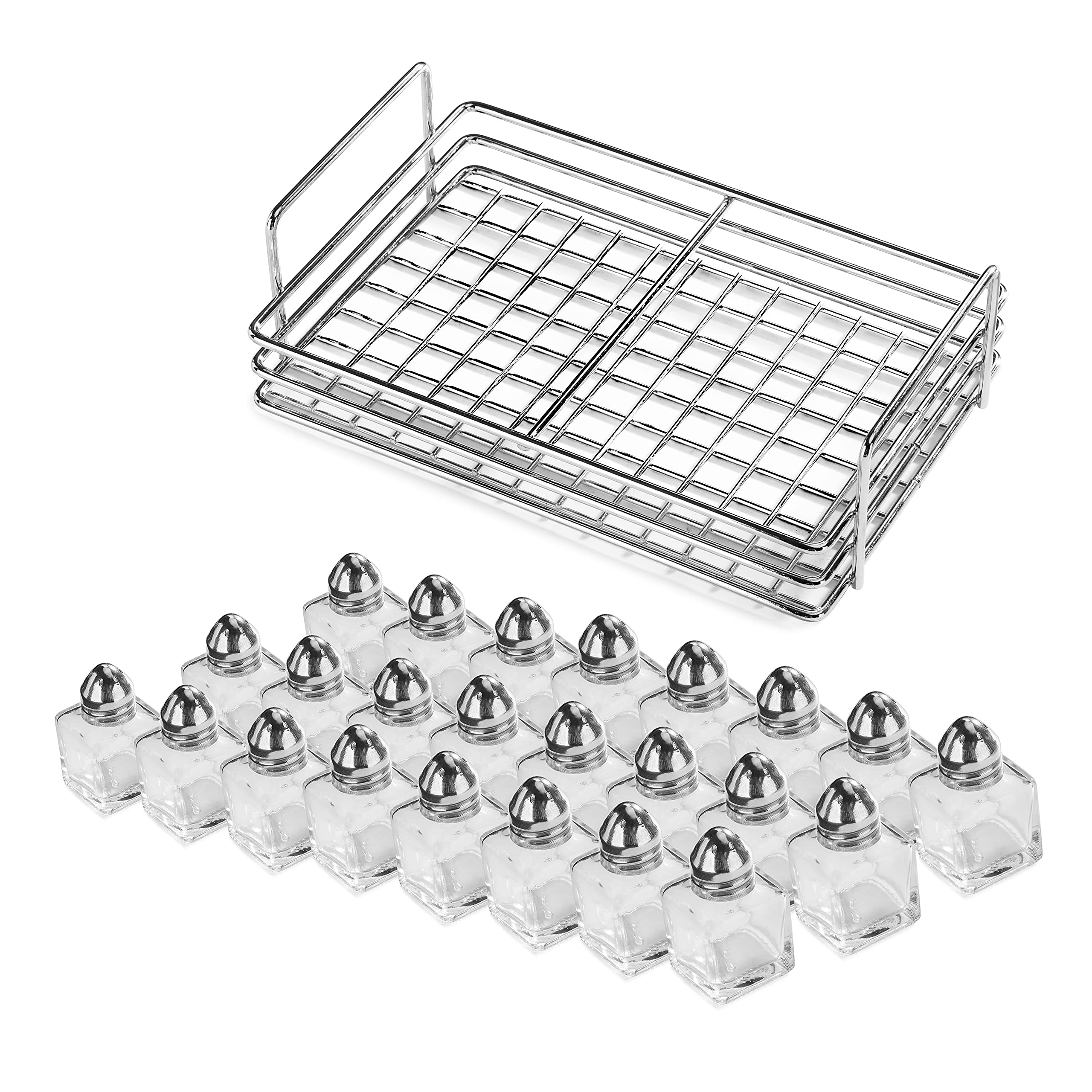 New Star Glass Cube Mini Salt and Pepper Bottle with clear glass body for quick content checks.