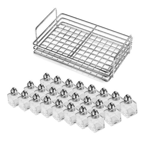 New Star Glass Cube Mini Salt and Pepper Bottle with clear glass body for quick content checks.