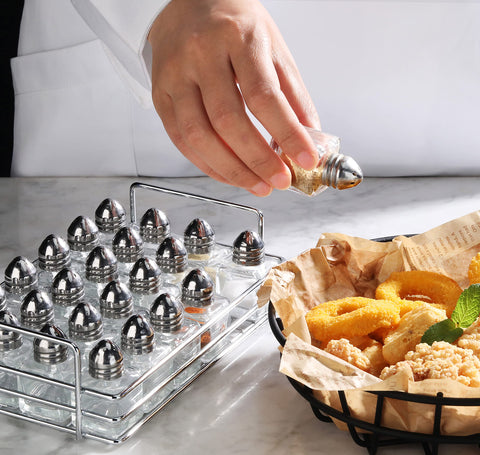 New Star Glass Cube Mini Salt and Pepper Packaging and accessories.