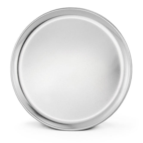 New Star 12-inch aluminum pizza trays with wide rims for even baking.