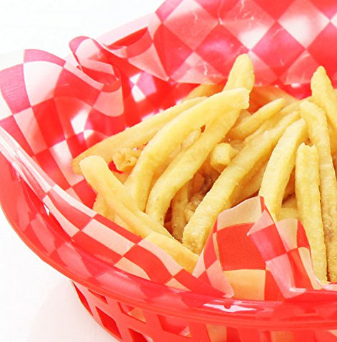 New Star red check liner 12x12, ideal for burgers in plastic baskets