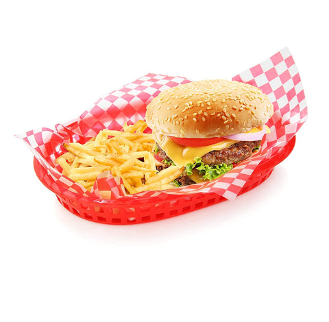 New Star red check 12x12 liners, 36-pack for baskets