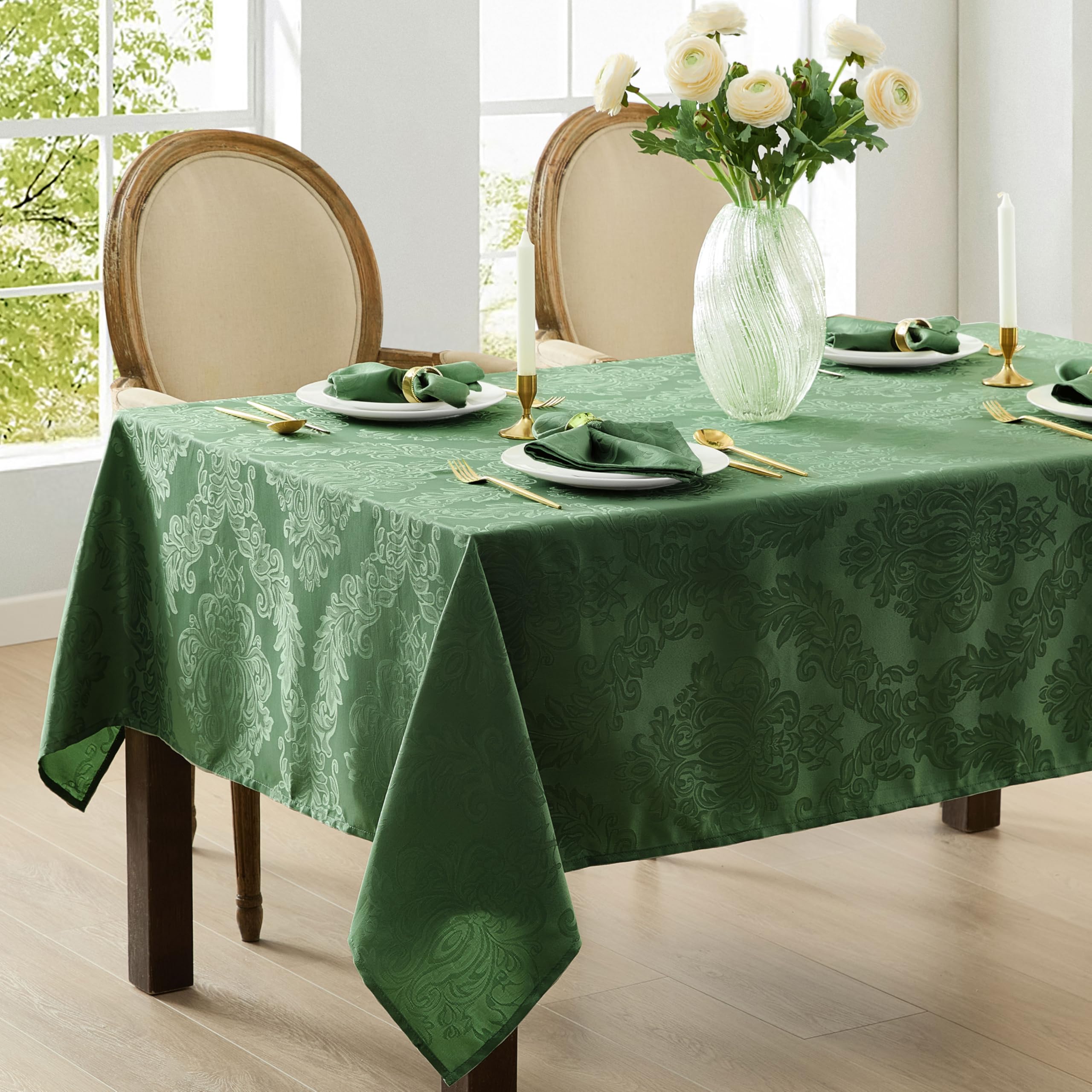 Newbridge Barcelona damask tablecloth machine washable care tips simplify maintenance.