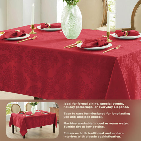 Newbridge Barcelona Damask tablecloth in a formal dining setting.