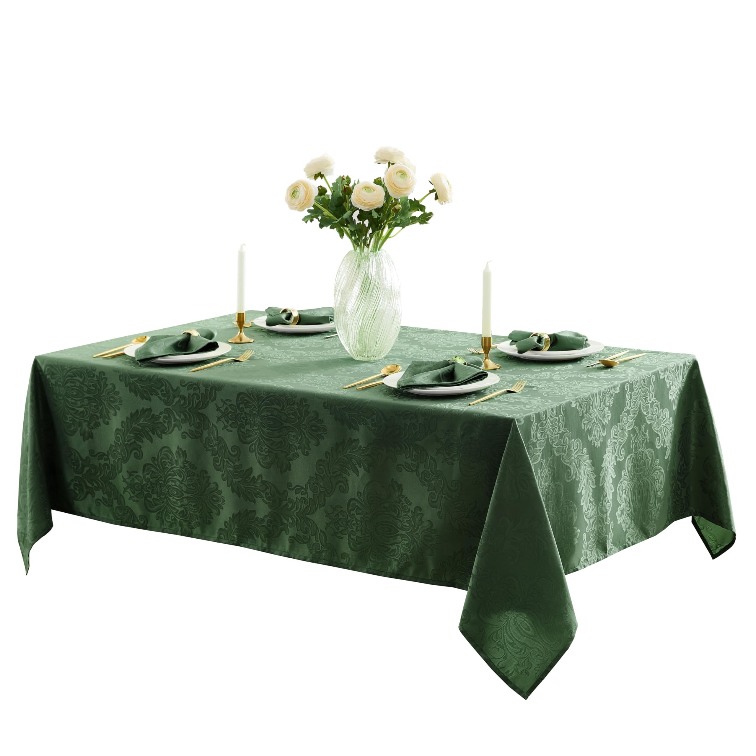 Newbridge Barcelona damask tablecloth no-iron finish reduces prep time.