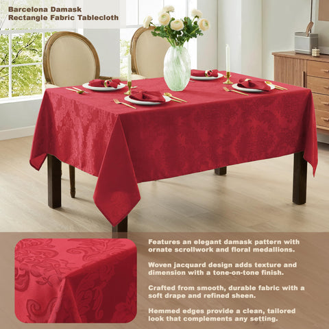 Newbridge Barcelona Damask fabric weave highlights refined texture for stylish entertaining.