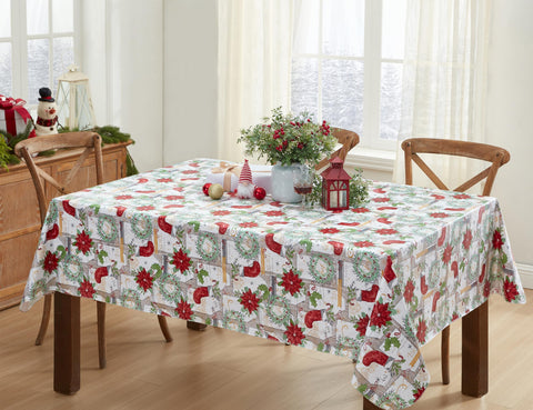 Newbridge Christmas dining setup with festive print for gatherings.