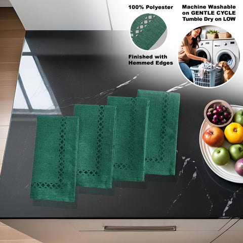 Newbridge Evergreen napkins in textured solid color for versatile use.