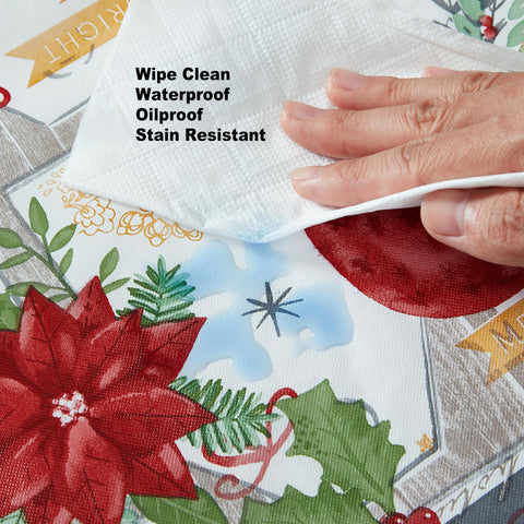 Newbridge anti-slip flannel backing helps keep the tablecloth in place.