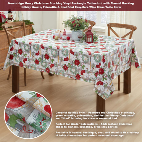 Newbridge vinyl tablecloth closeup showing soft flannel backing.