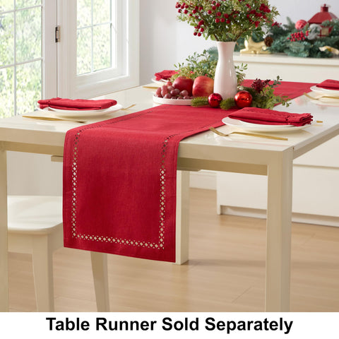 Newbridge 52x52 tablecloth fits 28x28 to 40x40 tables.