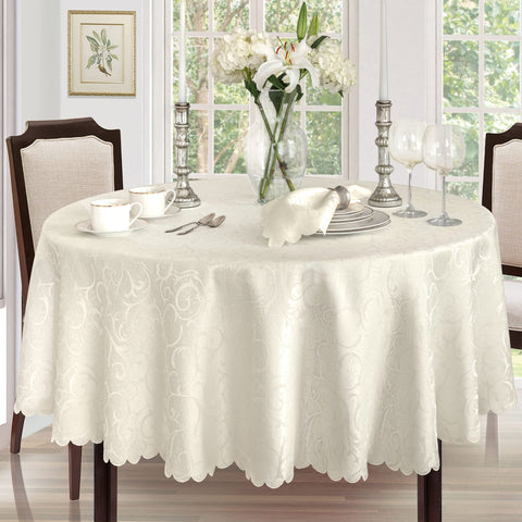 Newbridge Portofino scalloped damask pattern adds subtle depth to decor.