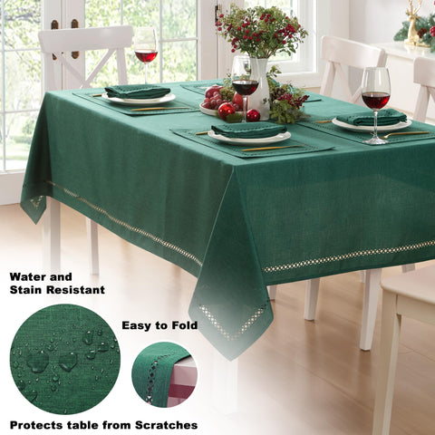Newbridge Provence lattice cutwork texture elevates table elegance for holiday dinners.