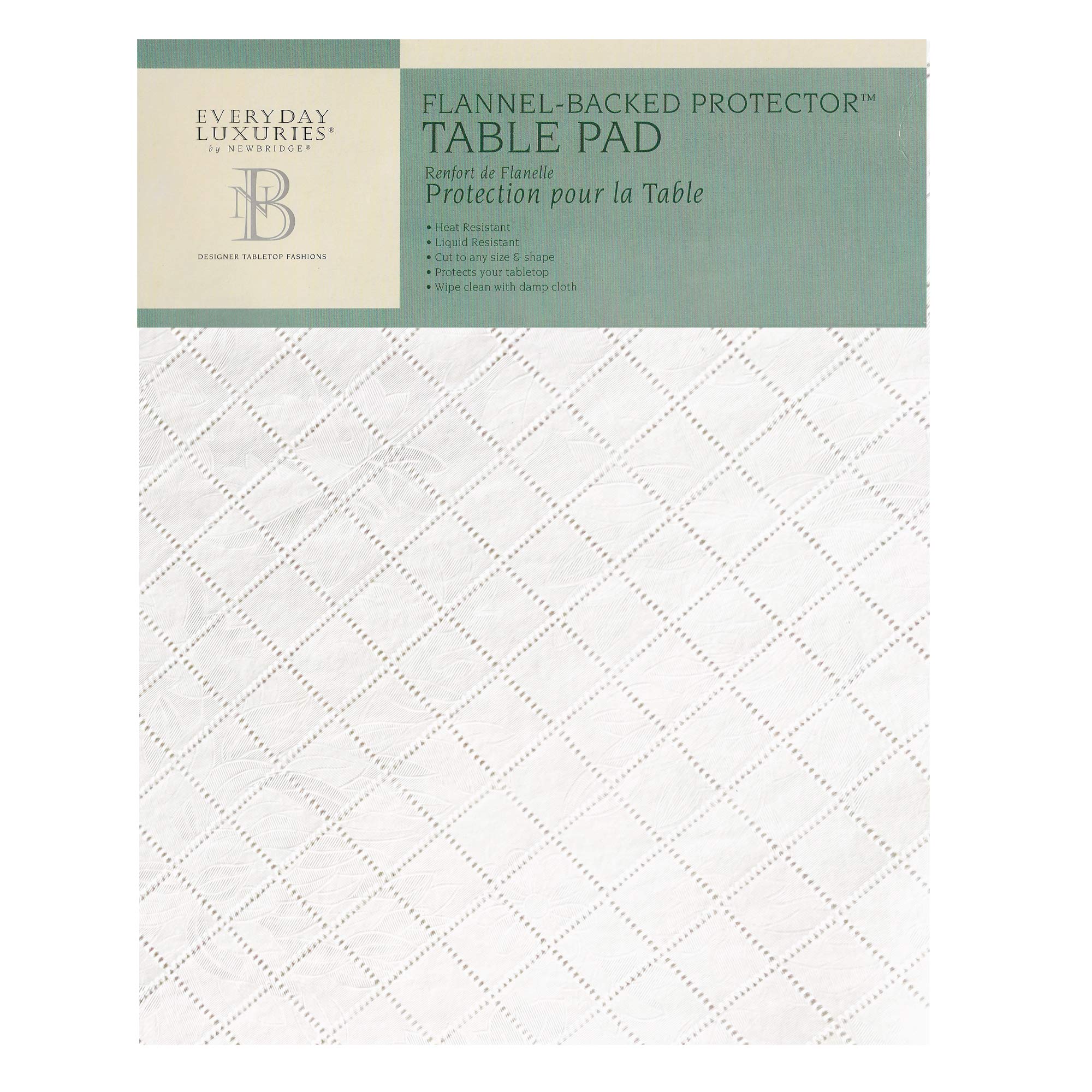 Newbridge quilted waterproof table pad top view protects surface from spills and heat