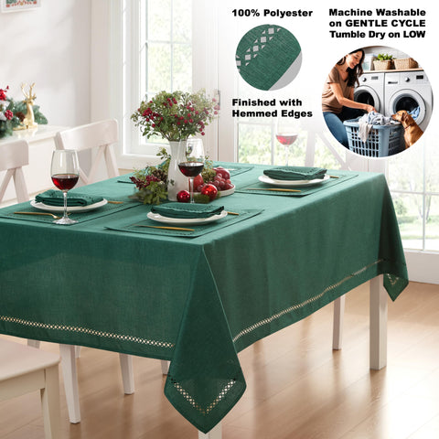 Newbridge tablecloth has water and stain resistance for easy cleanup.