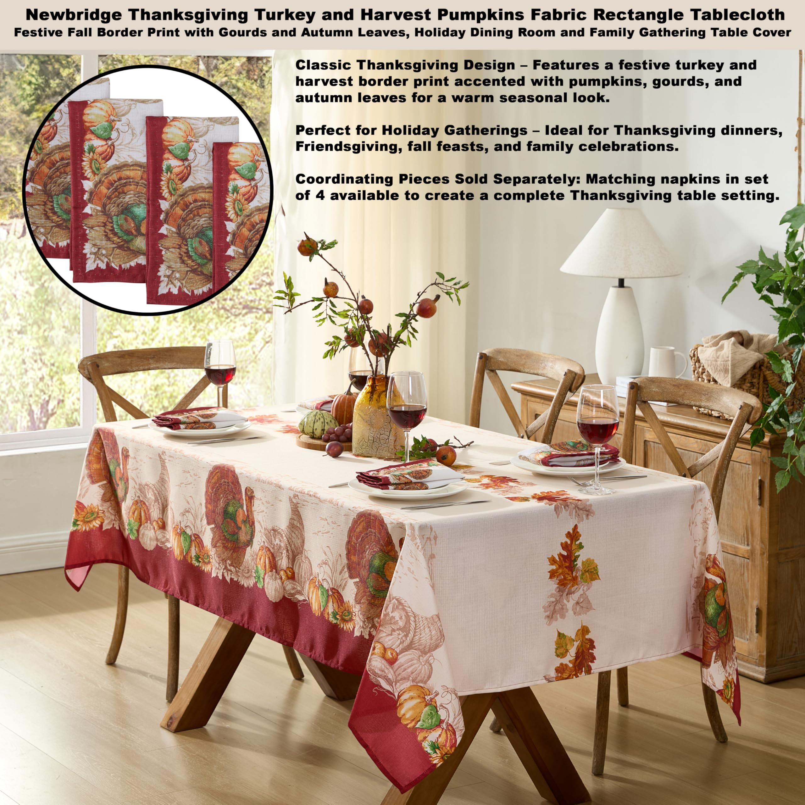 Newbridge sunflowers and toile design enhances cozy ambiance on table.