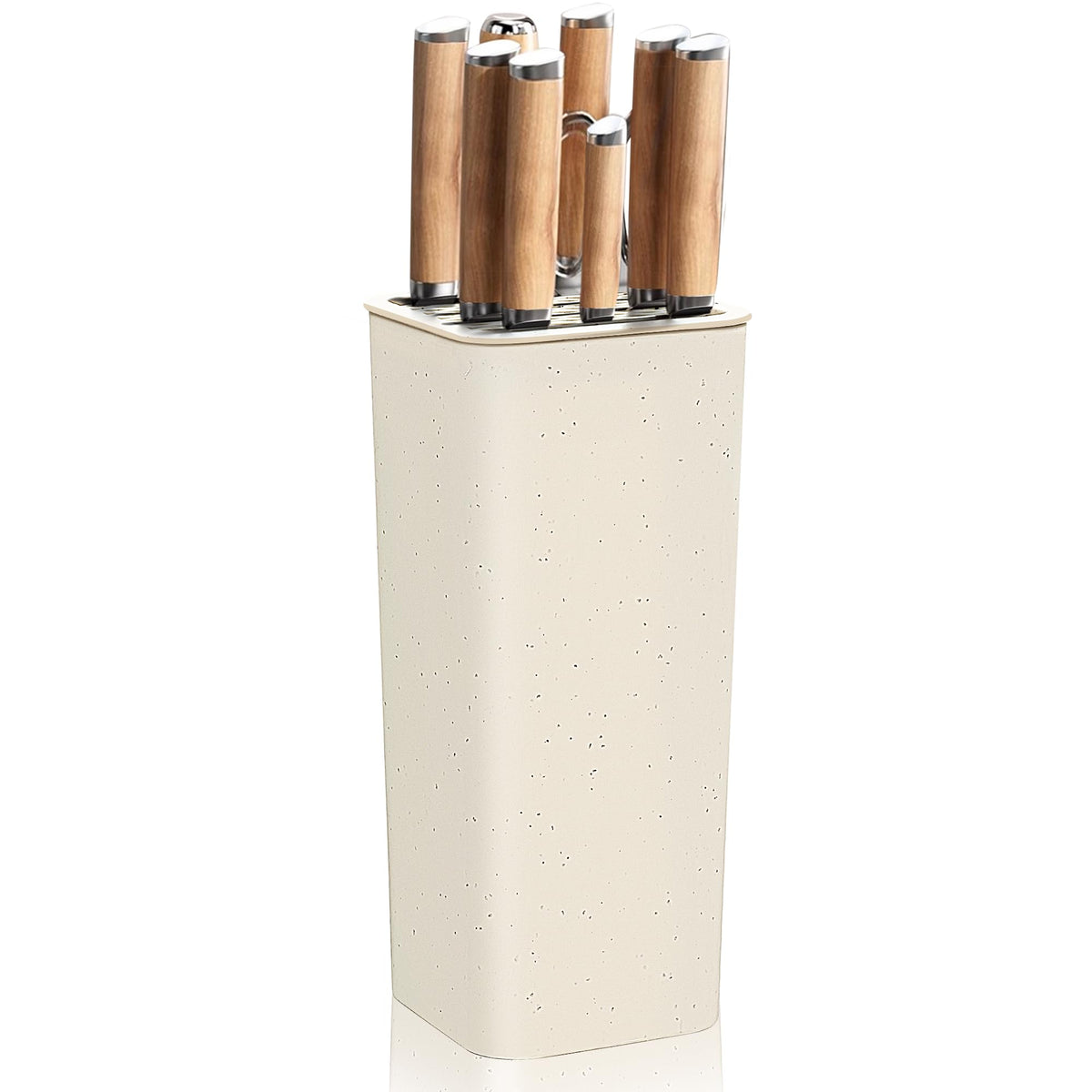 NEWE knife block holder with wavy slots secures blades on the counter