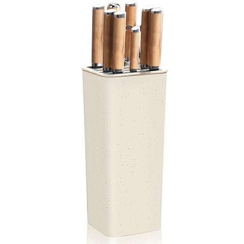 NEWE knife block holder with wavy slots secures blades on the counter