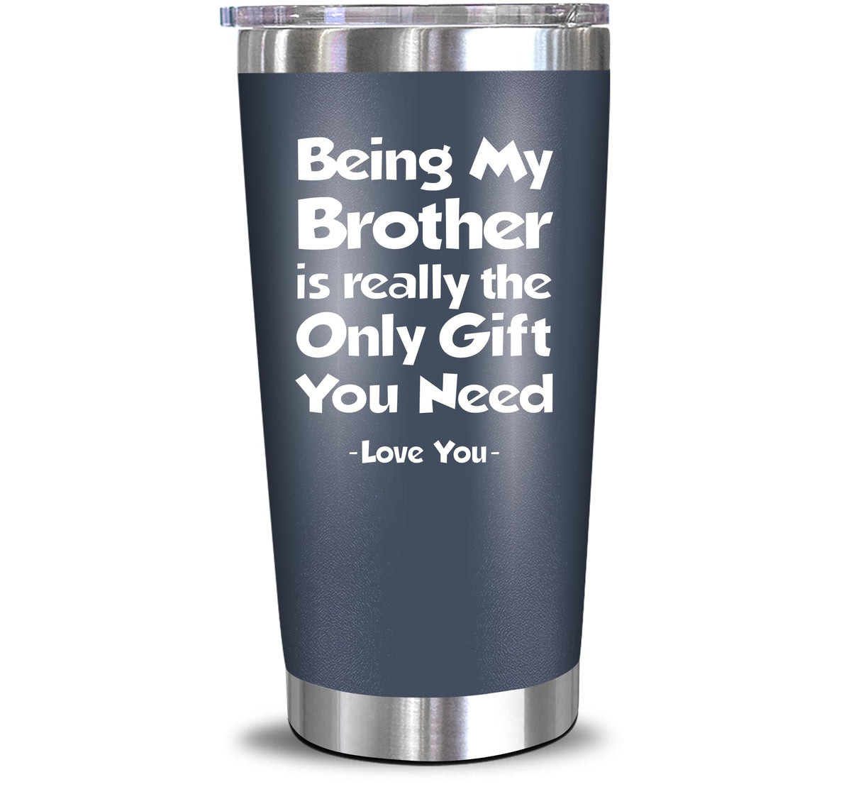 NewEleven 20 oz navy tumbler front view keeps beverages at the right temperature on the go.